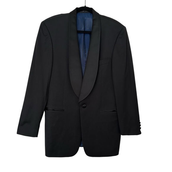 HUGO BOSS Black Virgin Wool Blazer One Button Dress Casual Tuxedo Jacket 38R
